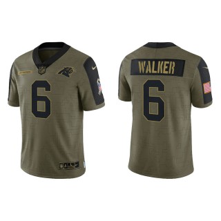 Men's P.J. Walker Carolina Panthers Olive 2021 Salute To Service Limited Jersey
