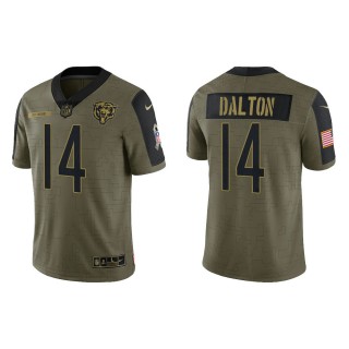 Men's Andy Dalton Chicago Bears Olive 2021 Salute To Service Limited Jersey