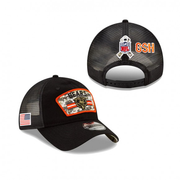 2021 Salute To Service Bears Black Trucker 9TWENTY Adjustable Hat