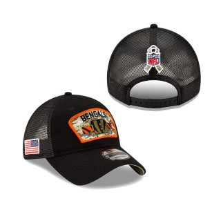2021 Salute To Service Bengals Black Trucker 9TWENTY Adjustable Hat