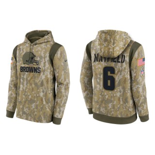 Men's Baker Mayfield Cleveland Browns Camo 2021 Salute To Service Therma Hoodie