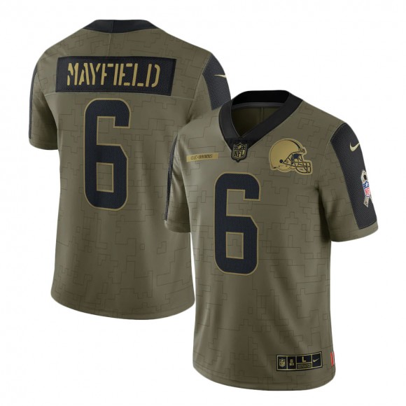 2021 Salute To Service Browns Baker Mayfield Olive Limited Player Jersey