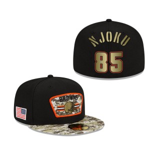 Men's David Njoku Cleveland Browns Black Camo 2021 Salute To Service 59FIFTY Fitted Hat