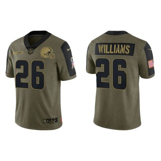 Men's Greedy Williams Cleveland Browns Olive 2021 Salute To Service Limited Jersey