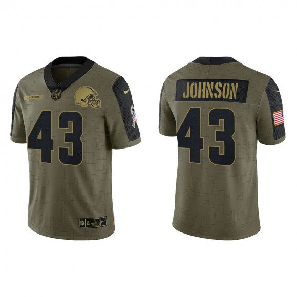 Men's John Johnson Cleveland Browns Olive 2021 Salute To Service Limited Jersey