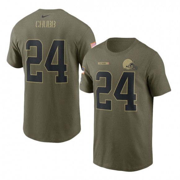 2021 Salute To Service Browns Nick Chubb Camo Name & Number T-Shirt