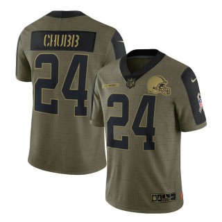 2021 Salute To Service Browns Nick Chubb Olive Limited Player Jersey