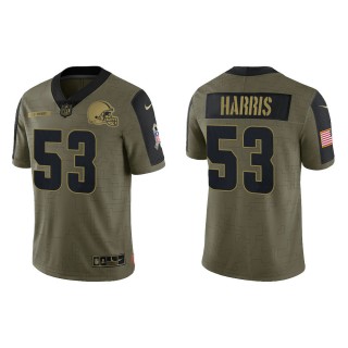 Men's Nick Harris Cleveland Browns Olive 2021 Salute To Service Limited Jersey