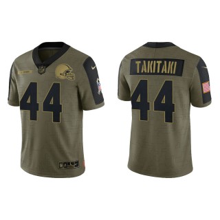 Men's Sione Takitaki Cleveland Browns Olive 2021 Salute To Service Limited Jersey