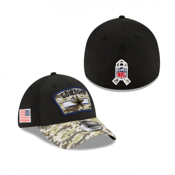 2021 Salute To Service Cowboys Black Camo 39THIRTY Flex Hat
