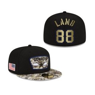 Men's CeeDee Lamb Dallas Cowboys Black Camo 2021 Salute To Service 59FIFTY Fitted Hat