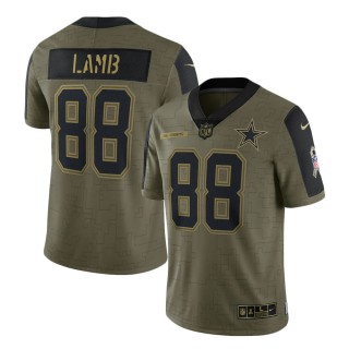 2021 Salute To Service Cowboys CeeDee Lamb Olive Limited Player Jersey