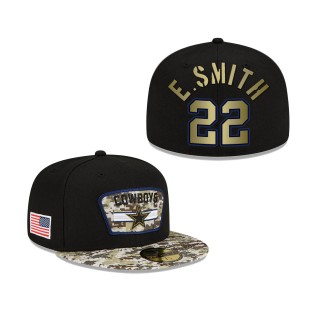 Men's Emmitt Smith Dallas Cowboys Black Camo 2021 Salute To Service 59FIFTY Fitted Hat