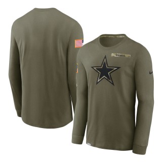 2021 Salute To Service Cowboys Olive Performance Long Sleeve T-Shirt