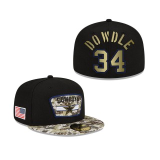 Men's Rico Dowdle Dallas Cowboys Black Camo 2021 Salute To Service 59FIFTY Fitted Hat