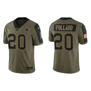 Men's Tony Pollard Dallas Cowboys Olive 2021 Salute To Service Limited Jersey