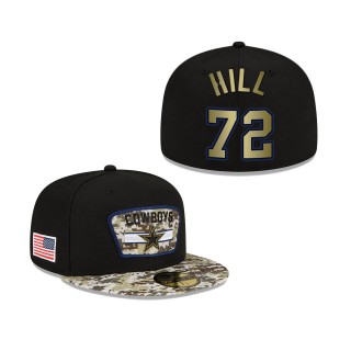 Men's Trysten Hill Dallas Cowboys Black Camo 2021 Salute To Service 59FIFTY Fitted Hat