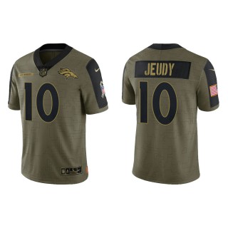 Men's Jerry Jeudy Denver Broncos Olive 2021 Salute To Service Limited Jersey