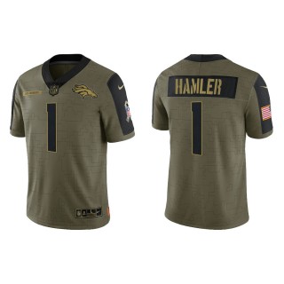 Men's K.J. Hamler Denver Broncos Olive 2021 Salute To Service Limited Jersey