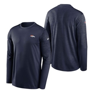 Denver Broncos Nike Navy Heathered Navy Sideline Coaches UV Performance Long Sleeve T-Shirt