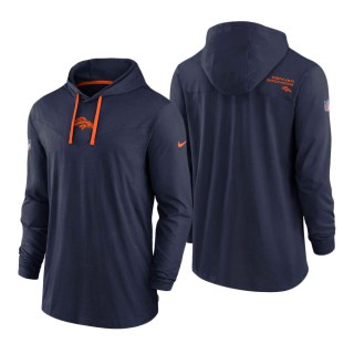 Denver Broncos Navy Sideline Performance Hoodie T-Shirt