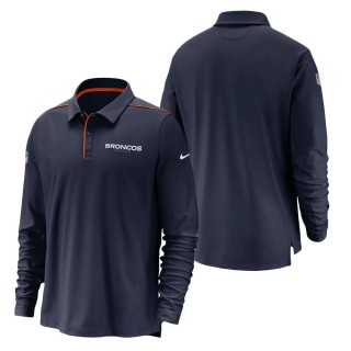 Denver Broncos Nike Navy Sideline Team Issue UV Long Sleeve Performance Polo