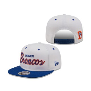Denver Broncos New Era White Royal Sparky Original 9FIFTY Snapback Hat
