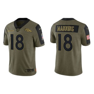Men's Peyton Manning Denver Broncos Olive 2021 Salute To Service Limited Jersey