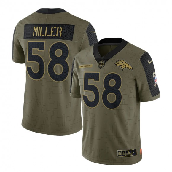 2021 Salute To Service Broncos Von Miller Olive Limited Player Jersey