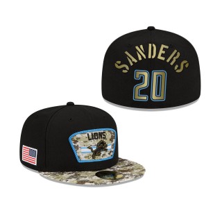 Men's Barry Sanders Detroit Lions Black Camo 2021 Salute To Service 59FIFTY Fitted Hat