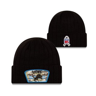2021 Salute To Service Lions Black Cuffed Knit Hat