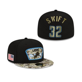 Men's D'Andre Swift Detroit Lions Black Camo 2021 Salute To Service 59FIFTY Fitted Hat