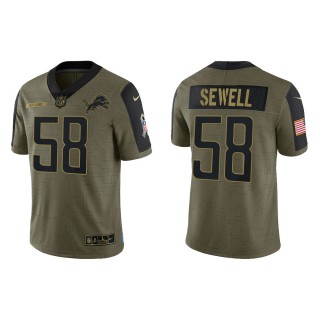 Men's Penei Sewell Detroit Lions Olive 2021 Salute To Service Limited Jersey