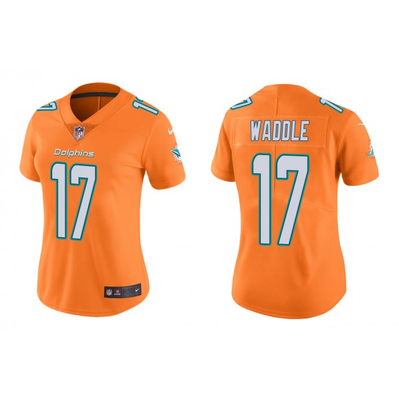 Women's Jaylen Waddle Miami Dolphins Orange Color Rush Limited Jersey