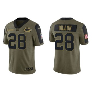 Men's A.J. Dillon Green Bay Packers Olive 2021 Salute To Service Limited Jersey