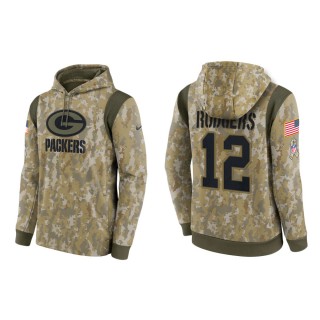 Men's Aaron Rodgers Green Bay Packers Camo 2021 Salute To Service Therma Hoodie