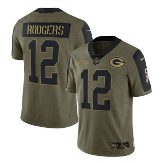 2021 Salute To Service Packers Aaron Rodgers Olive Limited Player Jersey