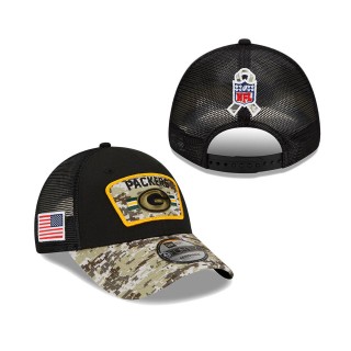 2021 Salute To Service Packers Black Camo Trucker 9FORTY Snapback Adjustable Hat