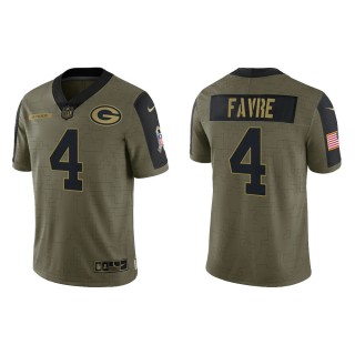 Men's Brett Favre Green Bay Packers Olive 2021 Salute To Service Limited Jersey