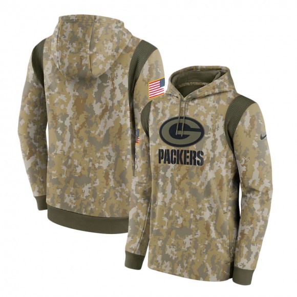 2021 Salute To Service Packers Camo Therma Performance Pullover Hoodie