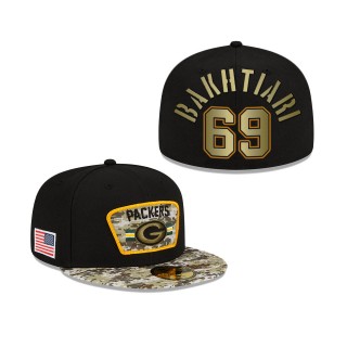 Men's David Bakhtiari Green Bay Packers Black Camo 2021 Salute To Service 59FIFTY Fitted Hat