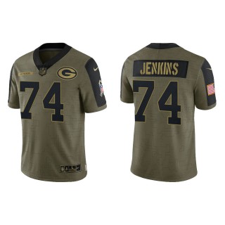 Men's Elgton Jenkins Green Bay Packers Olive 2021 Salute To Service Limited Jersey