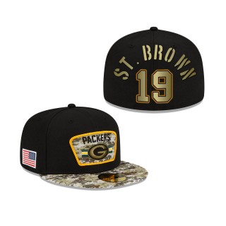 Men's Equanimeous St. Brown Green Bay Packers Black Camo 2021 Salute To Service 59FIFTY Fitted Hat
