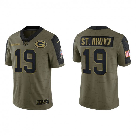 Men's Equanimeous St. Brown Green Bay Packers Olive 2021 Salute To Service Limited Jersey