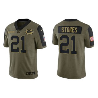 Men's Eric Stokes Green Bay Packers Olive 2021 Salute To Service Limited Jersey