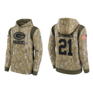 Men's Eric Stokes Green Bay Packers Camo 2021 Salute To Service Therma Hoodie