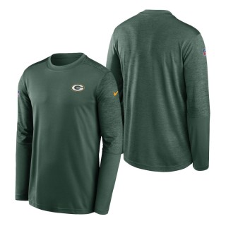 Green Bay Packers Nike Green Heathered Green Sideline Coaches UV Performance Long Sleeve T-Shirt