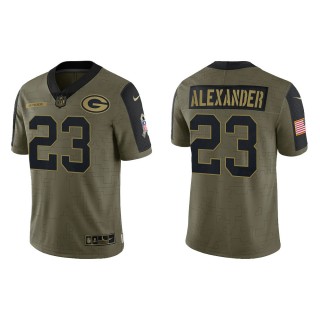 Men's Jaire Alexander Green Bay Packers Olive 2021 Salute To Service Limited Jersey