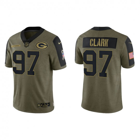 Men's Kenny Clark Green Bay Packers Olive 2021 Salute To Service Limited Jersey
