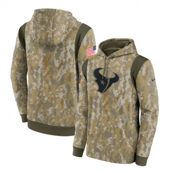 2021 Salute To Service Texans Camo Therma Performance Pullover Hoodie